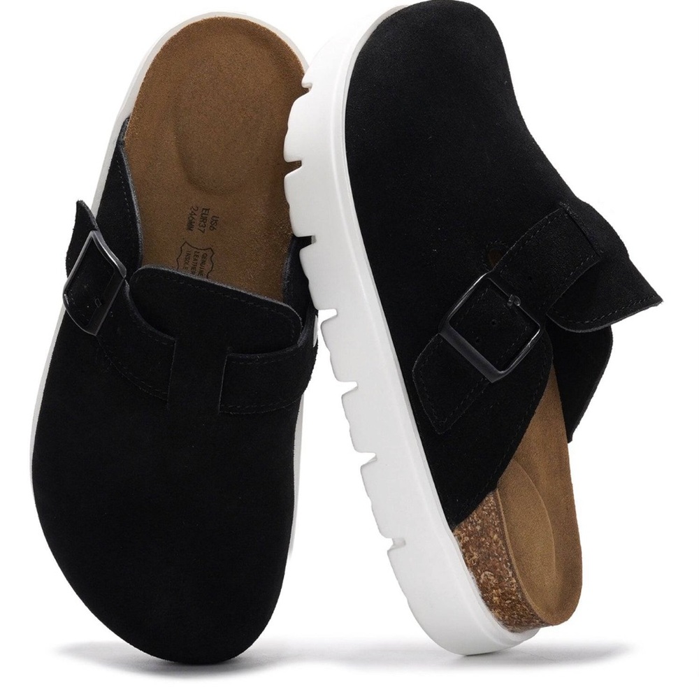 Boston Chunky Suede Leather Clogs Birkenstock